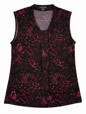 Covington Sz L Black & Magenta Sleeveless V-Neck Print Top | EUC